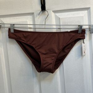 NWT Women's Low Rise Cheeky Bikini Bottom Shade & Shore Brown Size L 12/14